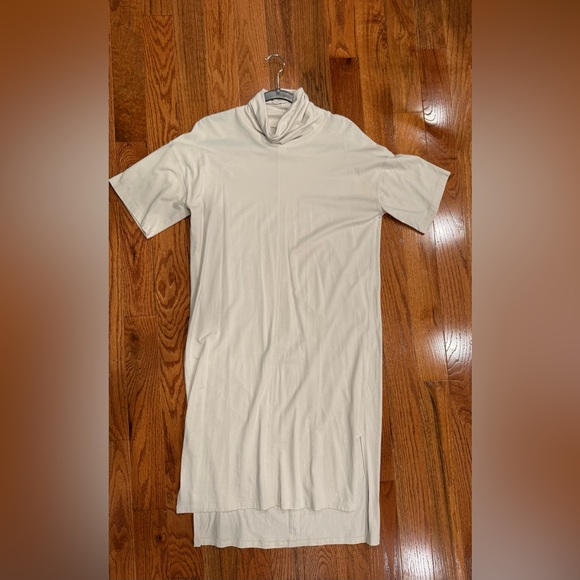 Lululemon LA Funnel Neck White Opal Pima Cotton T-Shirt Dress Size 6 - Picture 3 of 5